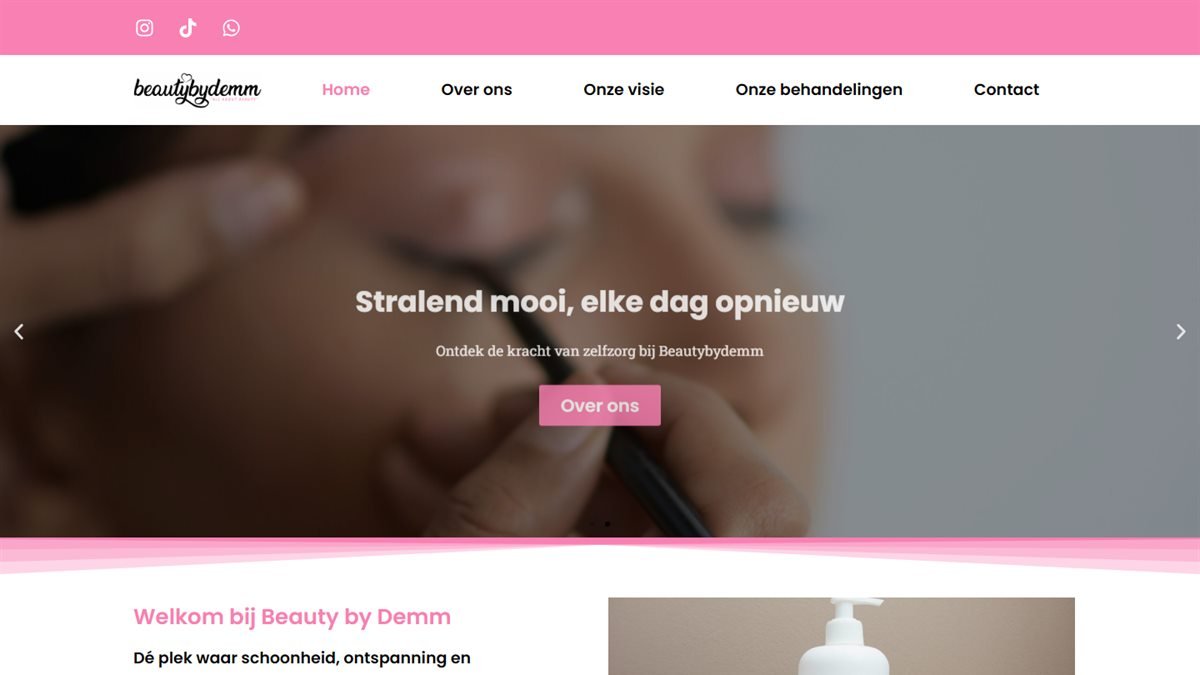 Schermafdruk van de website van Beauty by Demm