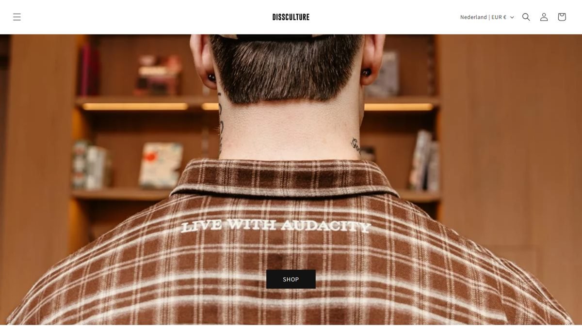 Schermafdruk van de webshop van Dissculture