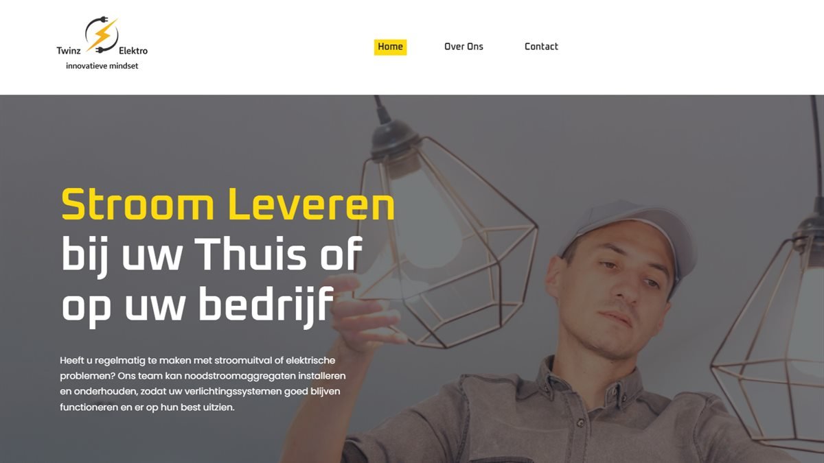 Schermafdruk van de website van Twinz Elektro